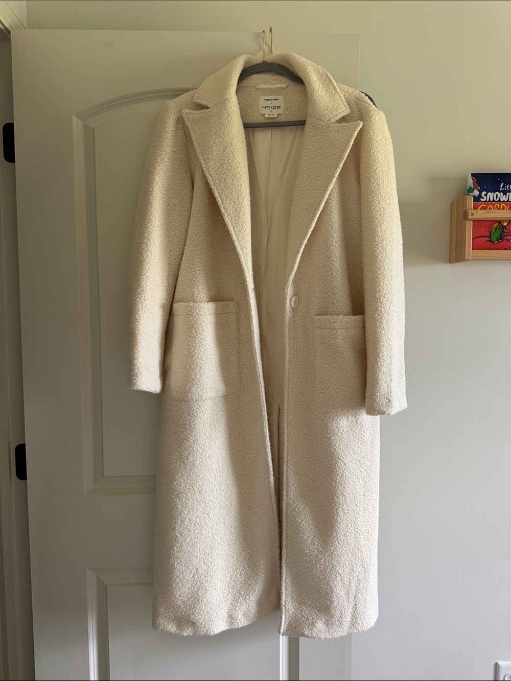 Noize Cream Teddy Wool-Blend Long Coat